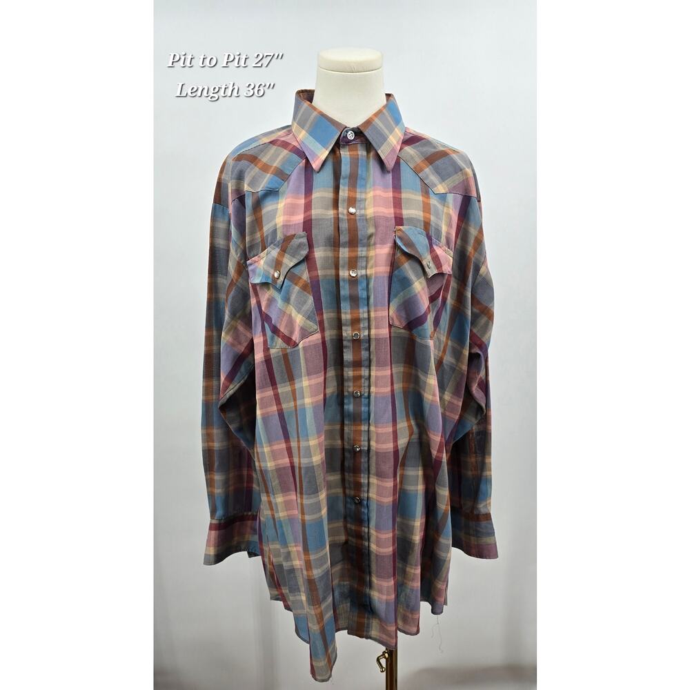 Vintage Panhandle Slim Western Plaid Snap Shirt‎ – Size 18-35 (XXL)